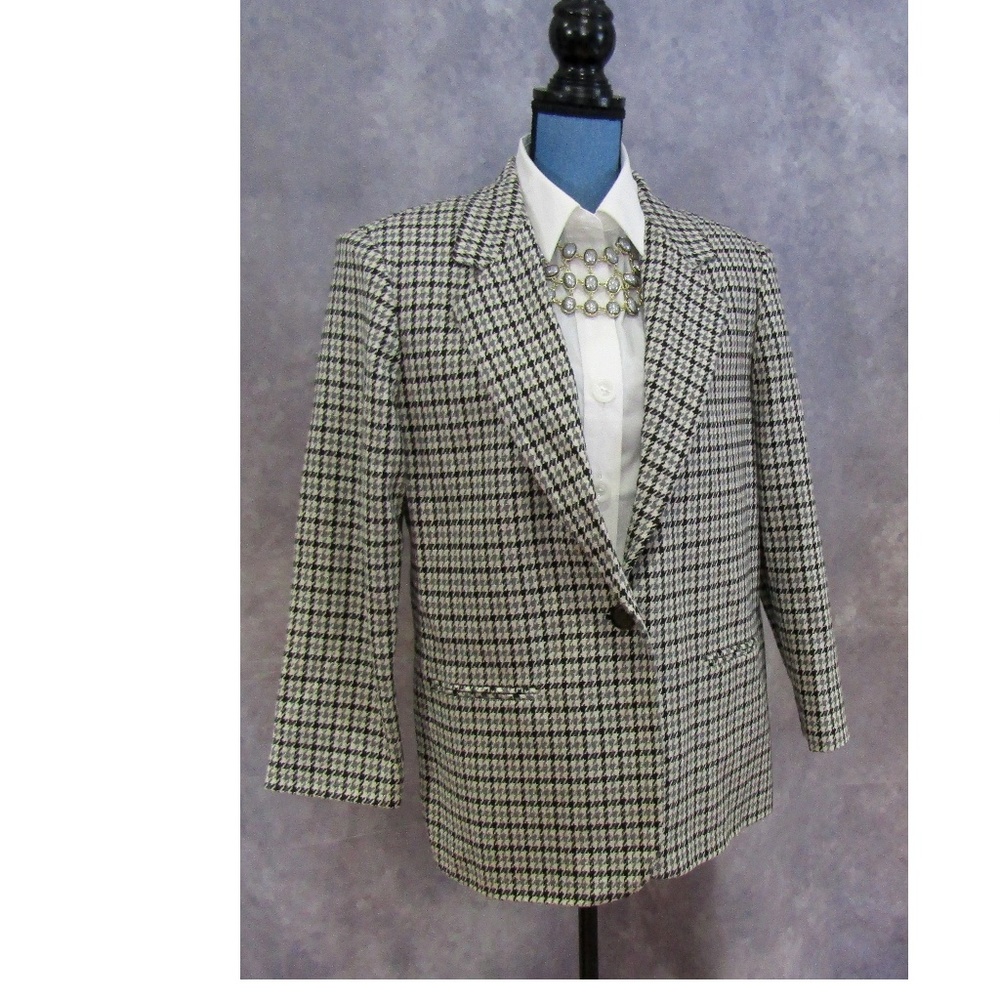 Sag Harbor Petite Houndstooth Blazer Size 14P